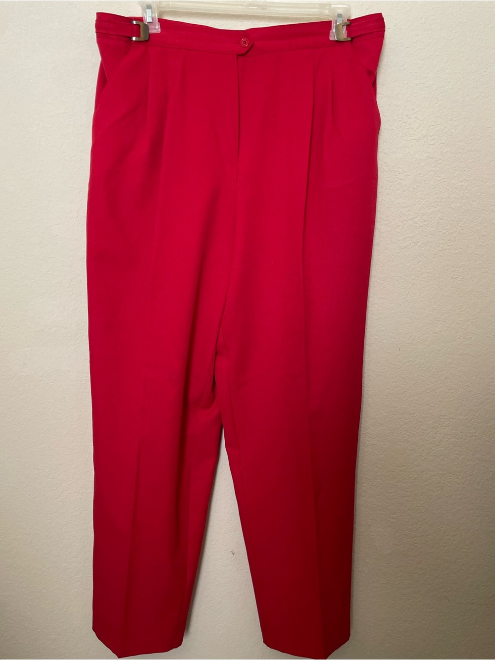 Red Tailored High-Rise Trousers with Adjustable Waist | Women's Size 20